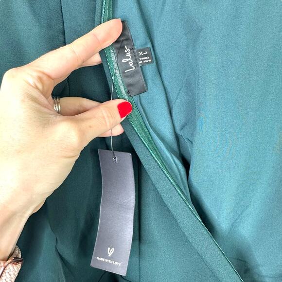 Lulus NWT Elegant Cutie Emerald Bow Bell-Style Long Sleeve Backless Mini Dress - Picture 7 of 8